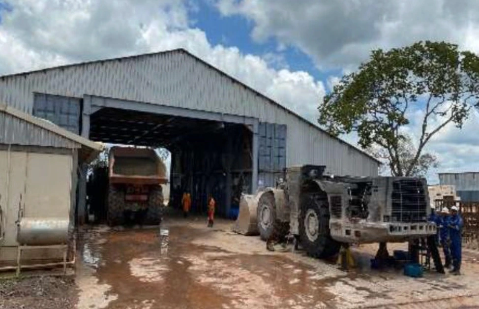 Mining haul truck under maintenance at the Kamoa-Kakula workshop
