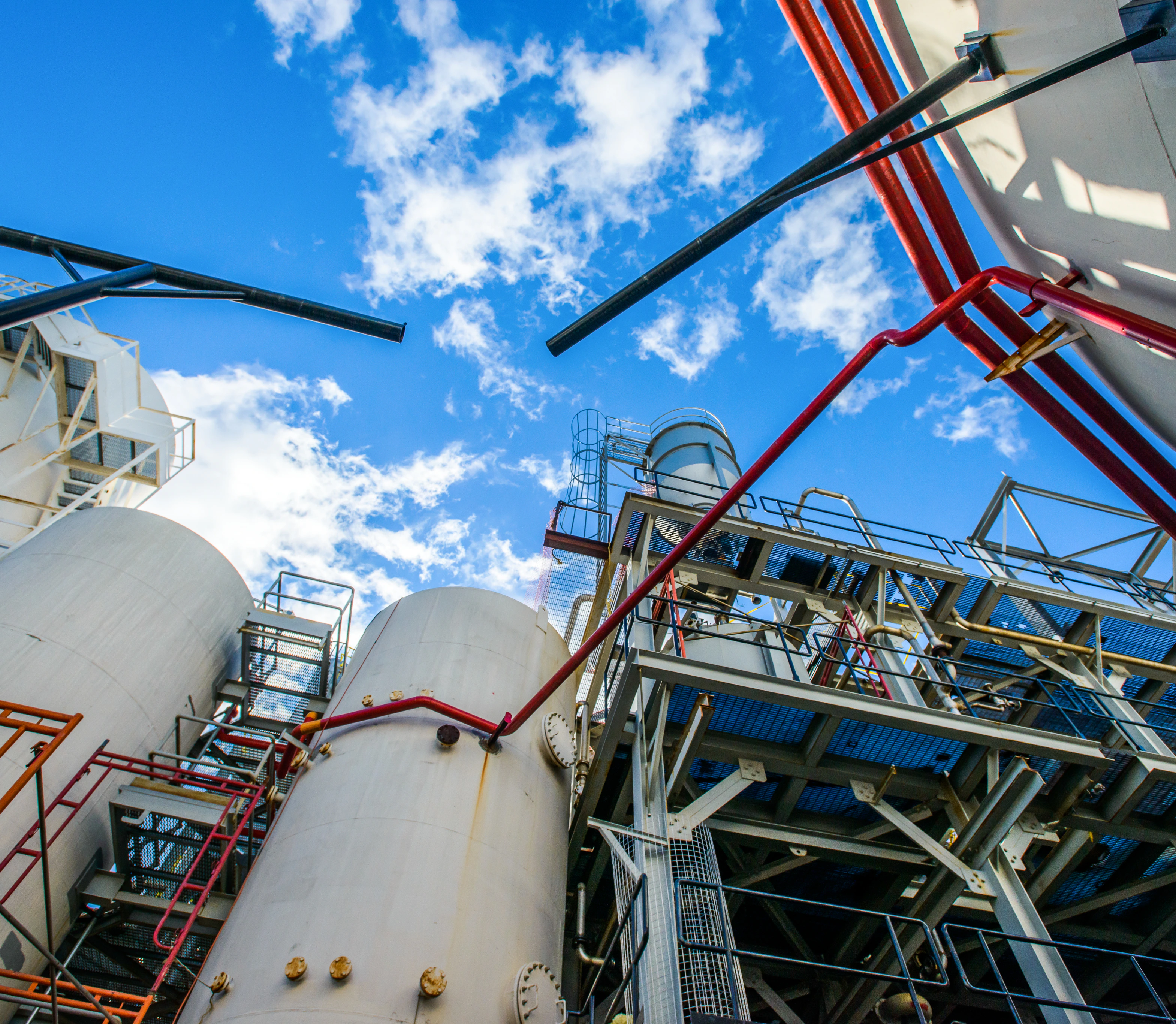 Steel structure and pipework at a processing plant